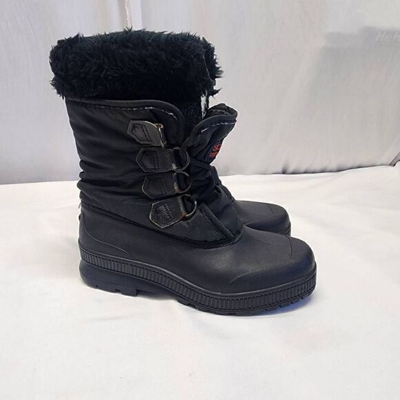 Sorel Snowcrest Winter Faux Fur Black Boots Size 6 - Picture 4 of 11